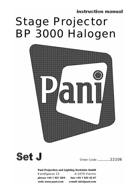 Stage Projector BP 3000 Halogen - Pani Projection and Lighting