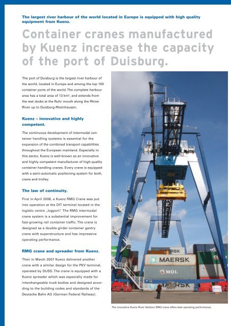 Container Cranes for the port of Duisburg