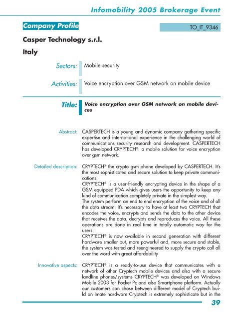 CATALOGUE OF COMPANY PROFILES