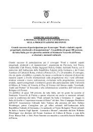 Provincia di Pistoia COMUNICATO STAMPA A PISTOIA L'EUROPA SI