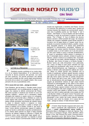 www.centrostudisoratte.com N. 120 – APRILE 2012 - Pro Loco