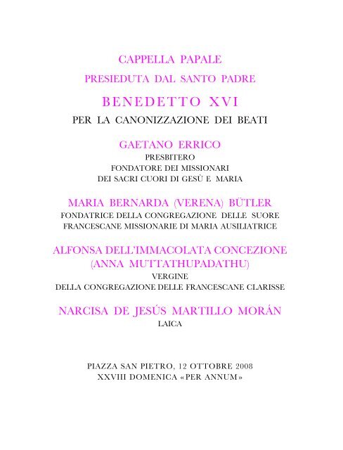 Libretto della Celebrazione - Vaticano