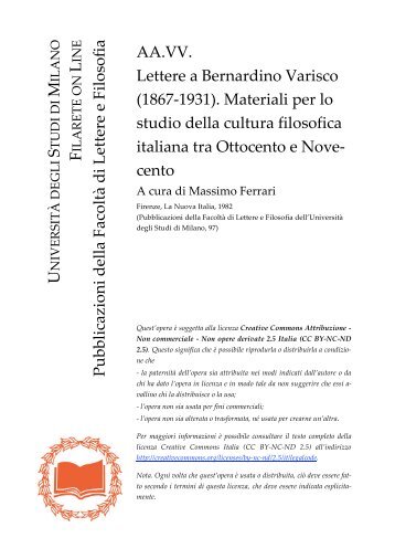 Lettere a Bernardino Varisco - Studi umanistici Unimi - Università ...