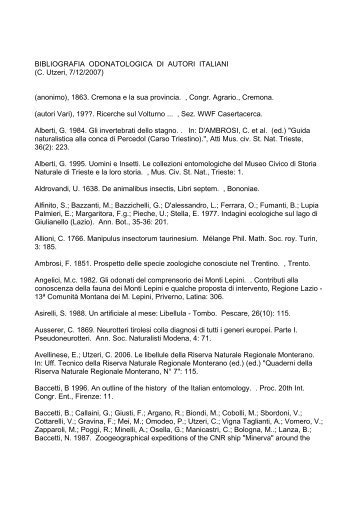 Scarica il file PDF: Carlo Utzeri – Biblio Italia 1 - odonata.it