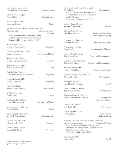 Commencement Program - Denison University