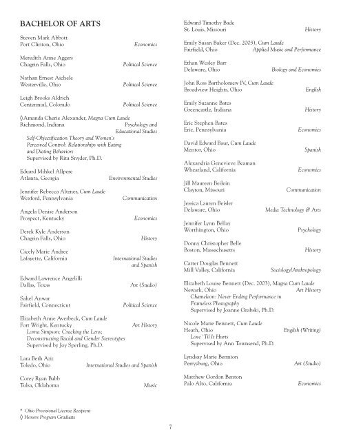 Commencement Program - Denison University