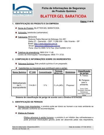 BLATTER GEL BARATICIDA - Bequisa