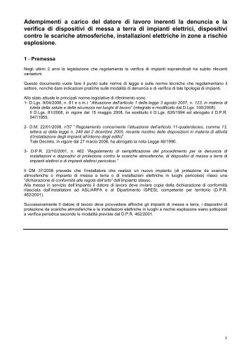 Adempimenti a carico del datore di lavoro inerenti la ... - Arpav