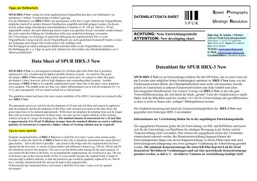 Data Sheet of SPUR HRX-3 New Datenblatt für SPUR HRX-3 New