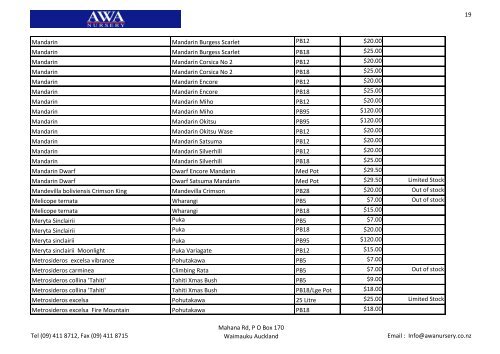 Awa Price List 3 June 2013 and availability - Awa Nursery