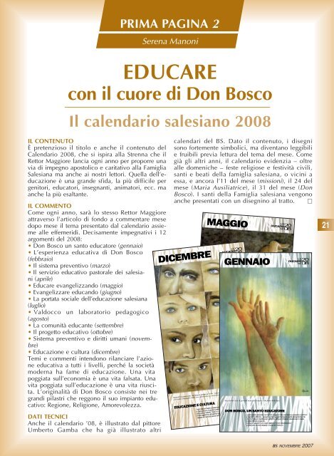 BS novembre 2007 - il bollettino salesiano - Don Bosco nel Mondo