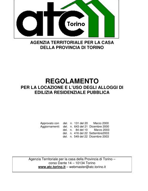 Regolamento d'uso alloggi - ATC Torino