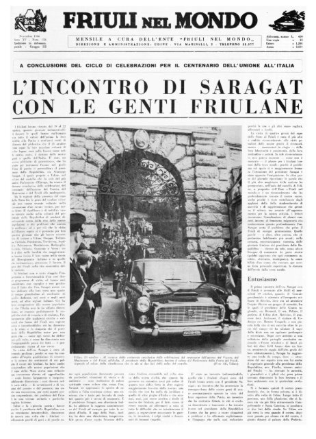 Friuli nel Mondo n. 156 novembre 1966 - Ente Friuli nel Mondo