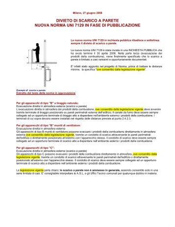 DIVIETO DI SCARICO A PARETE NUOVA NORMA UNI 7129 IN ...