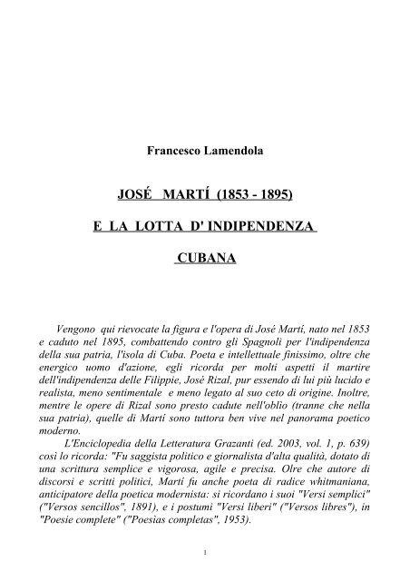 José Martì (1853 - 1895) e la lotta d'indipendenza ... - Ars Militaris