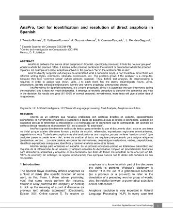 AnaPro, tool for identification and resolution of direct ... - C.I.C.