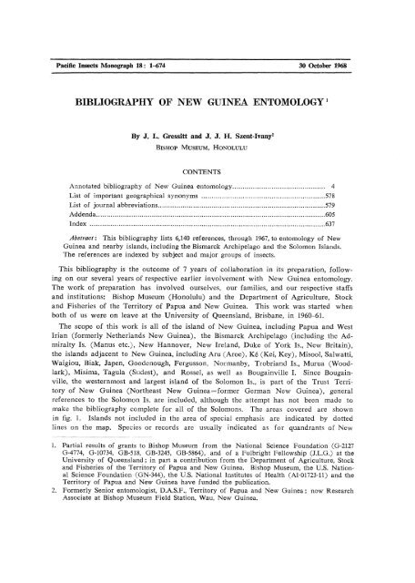 bibliography of new guinea entomology1 - Hawaii Biological Survey ...