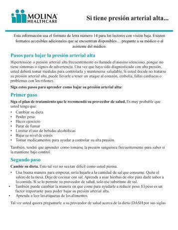 Si tiene presión arterial alta... - Molina Healthcare