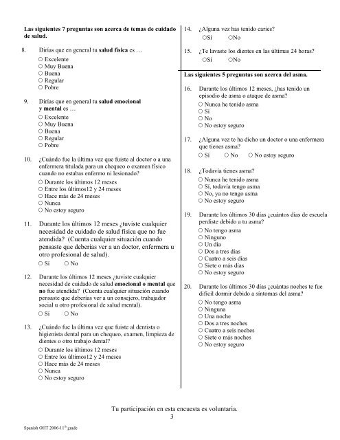 ENCUESTA DE ADOLESCENTES SALUDABLES ... - Public Health