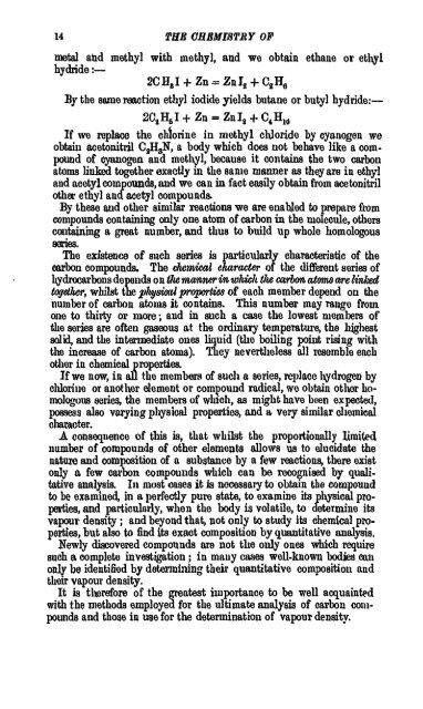 A Manual of the Chemistry of the Carbon Compounds