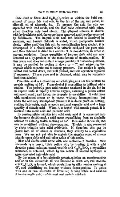 A Manual of the Chemistry of the Carbon Compounds