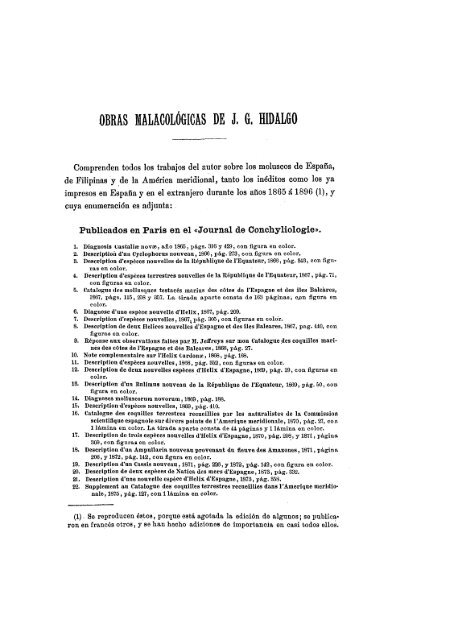 obras malacológicas de jg hidalgo - Real Academia de Ciencias ...