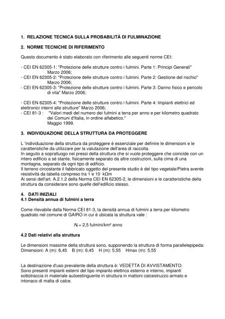 relazione protezione scariche atmosferiche