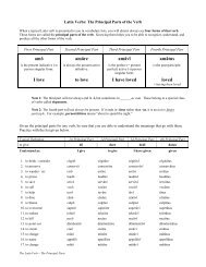 Latin Verbs: the Principal Parts of the Verb