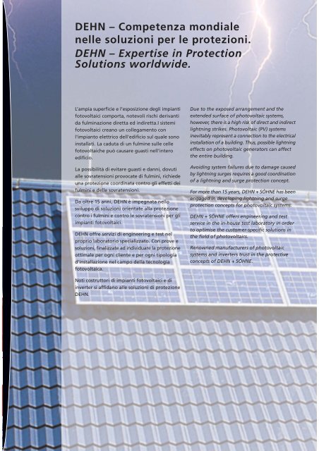 DEHN protegge impianti fotovoltaici. DEHN protects ... - Rexel