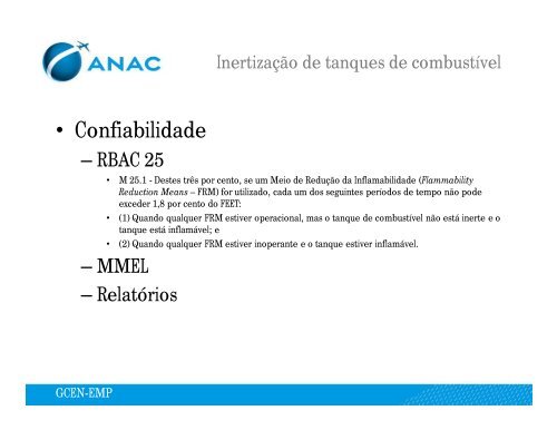 Inflamabilidade e inertização de tanques de combustível - Anac