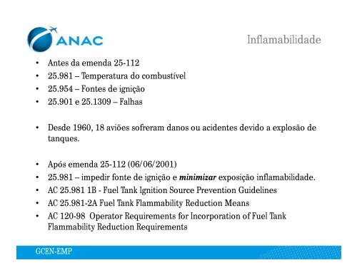 Inflamabilidade e inertização de tanques de combustível - Anac