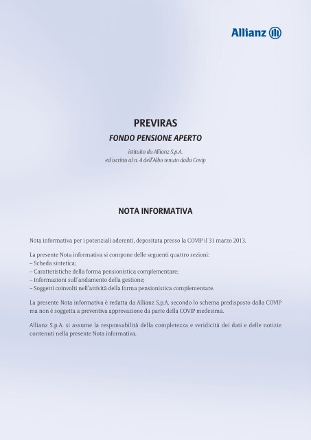 Nota Informativa Previras - Allianz