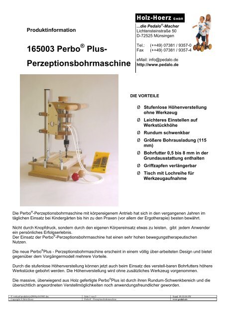 Perbo®Plus- Perzeptions- Bohrmaschine - Pedalo