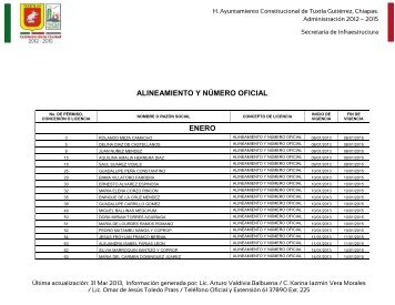 ALINEAMIENTO Y NÚMERO OFICIAL ENERO