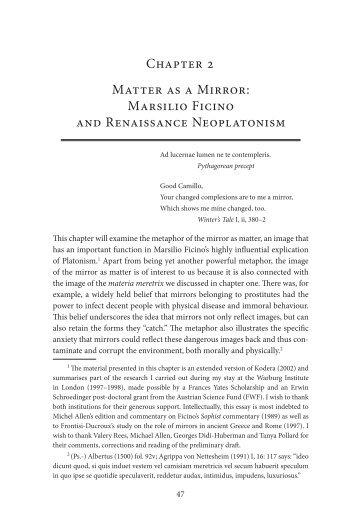 Chapter 2 Matter as a Mirror: Marsilio Ficino and Renaissance ...