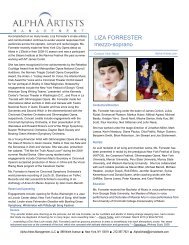 LIZA FORRESTER mezzo-soprano - Alpha Artists Management