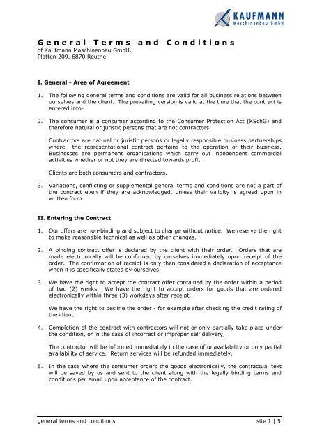 General Terms And Conditions