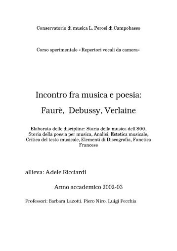 Incontro fra musica e poesia: Faurè, Debussy ... - Barbara Lazotti