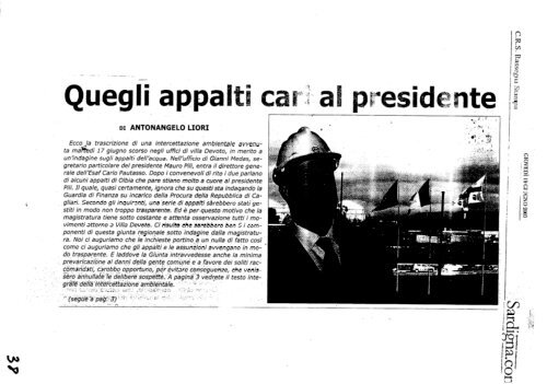 “Quegli appalti cari al Presidente”, di Antonangelo Liori - Consiglio ...