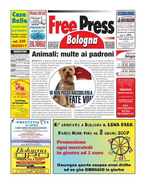 Animali Multe Ai Padroni Free Press Bologna