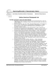 Italian American Photograph List - Historical Society of Pennsylvania