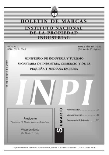 BOLETIN DE MARCAS - Instituto Nacional de la Propiedad Industrial