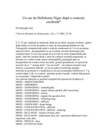 helleborus caz - Dr. Gheorghe Jurj - Homeopatie