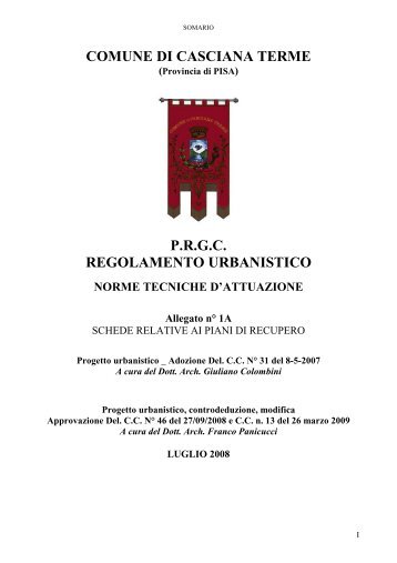 Schede relative ai piani di recupero (16,3 MB - formato pdf)