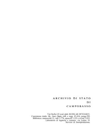 ARCHIVIO DI STATO DI CAMPOBASSO - maas.ccr