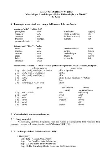 Materiali per il modulo specialistico 2006-07 di Glottologia