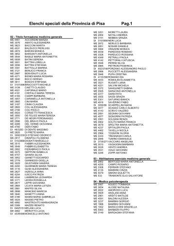 Elenchi Speciali.pdf - Ordine dei Medici Chirurghi e degli Odontoiatri ...