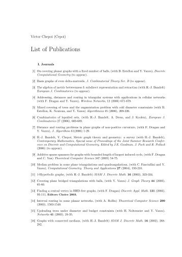 List of Publications