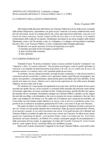 La Comunità Quinta Dimensione, Giuseppe Del Coiro - Inizio