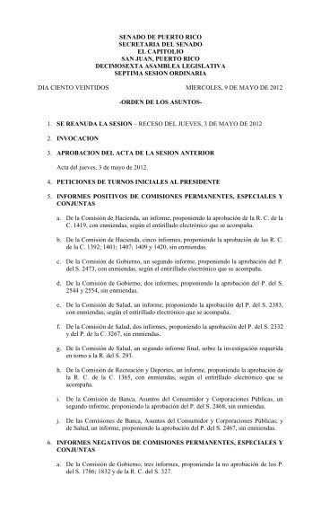 ESTADO LIBRE ASOCIADO DE PUERTO RICO - Senado de Puerto ...